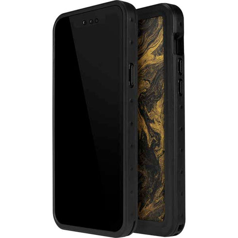 Gold and Black Marble iPhone 15 Plus Waterproof Case